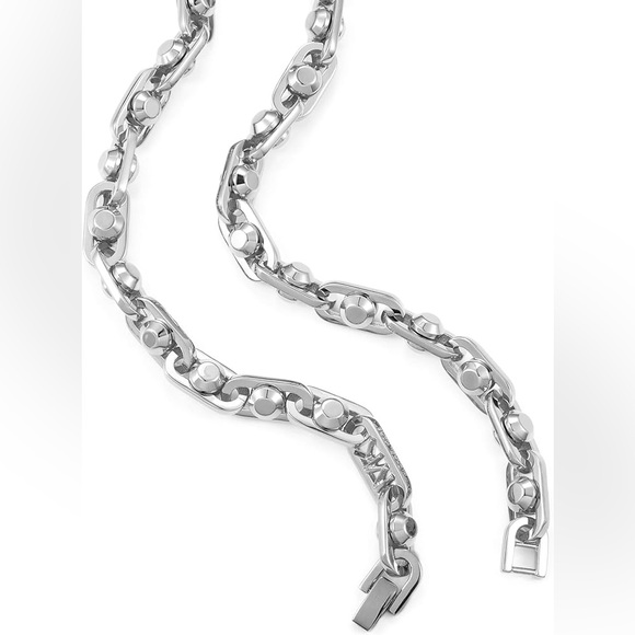 Michael Kors Astor Link 🔗 platinum finish 15” choker necklace $295 - Picture 2 of 7